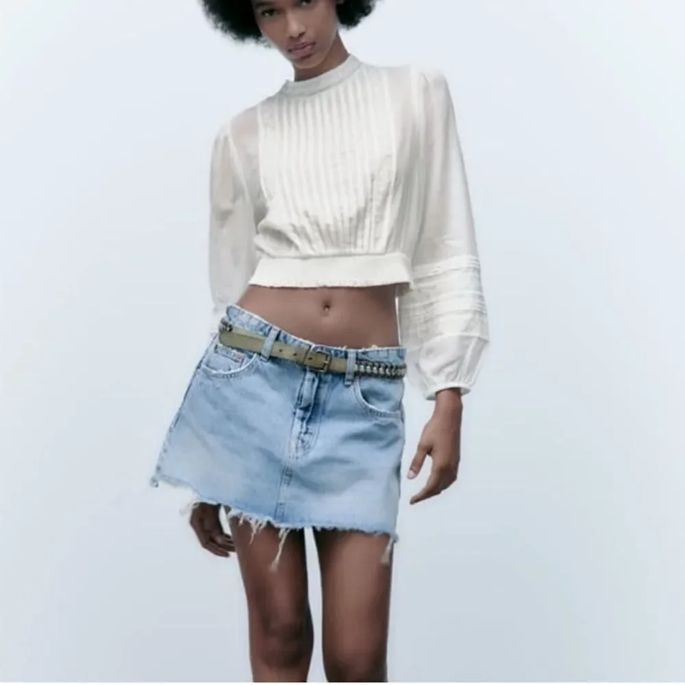 Zara cotton viscose blend long sleeve top